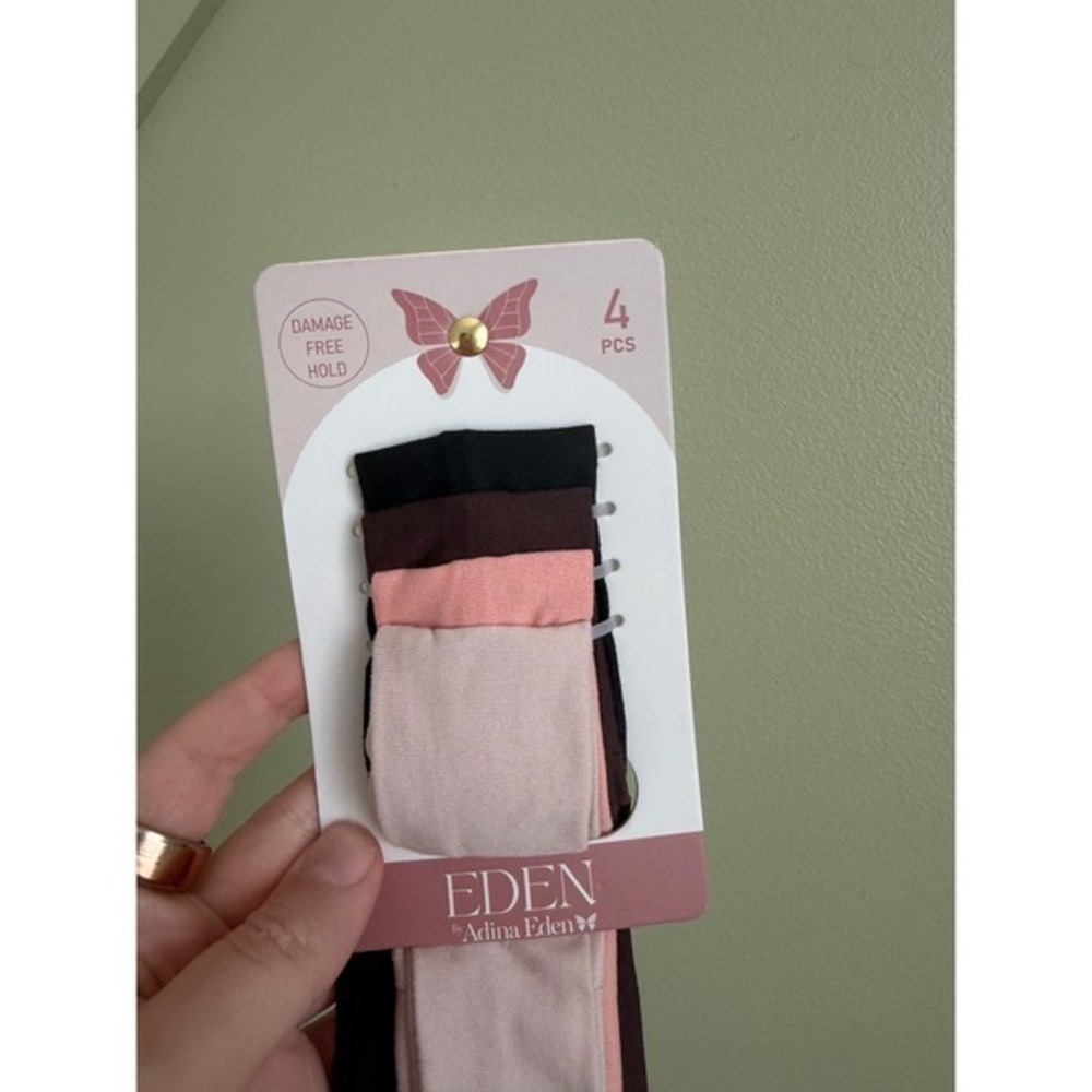 Eden by Adina Eden 4-Pack Soft Stretchy Headbands Black, Brown & Pink Tones NEW - Picture 2 of 4